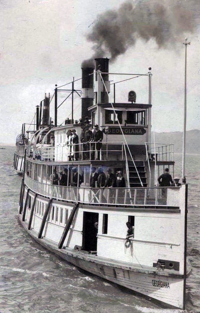 The Steamer Georgiana ran on the Columbia to Portland. The trip took overnight. Courtesy Cathlamet Blanche Bradley Public Library